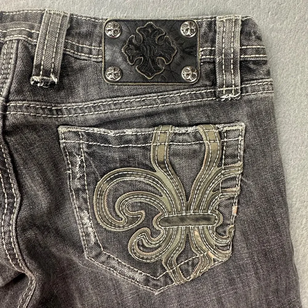 Miss Me Seattle Jeans Womens 28 Bootcut Fleur De Lis Embroidered - Picture 4 of 10